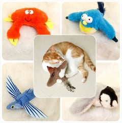 Interactive Plush Pet Toy - Sound & Motion Jumping Fish or Flapping Bird EssentialsEveryday