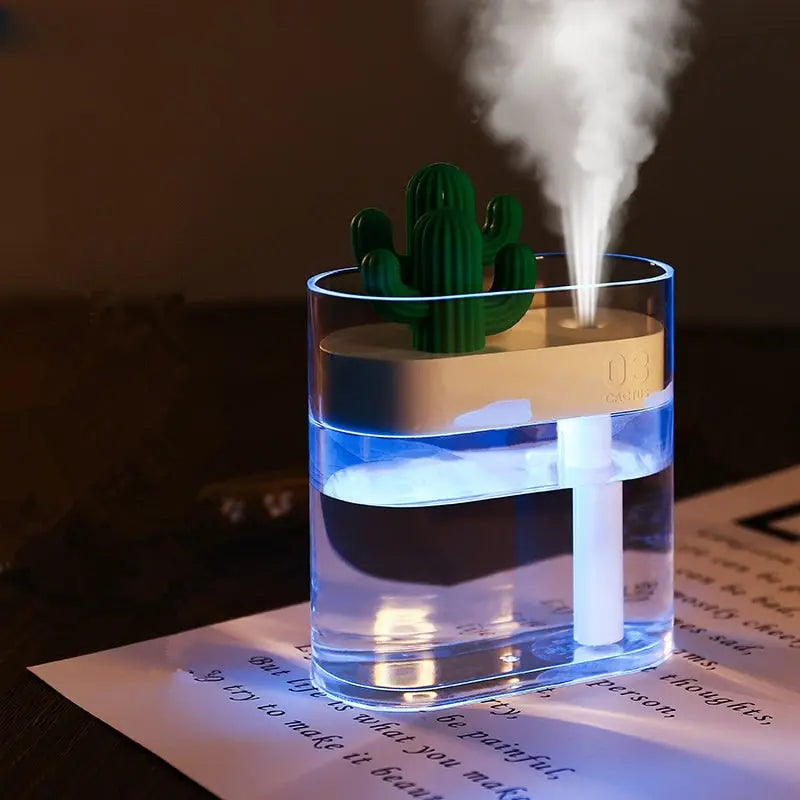 160ML Ultrasonic Air Humidifier Clear Cactus Color Light USB Essential Oil Diffuser Car Purifier Aroma Diffusor Anion Mist Maker Wrights Holdings