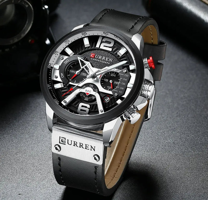 Military Leather Chronograph Wristwatch Wrights Holdings