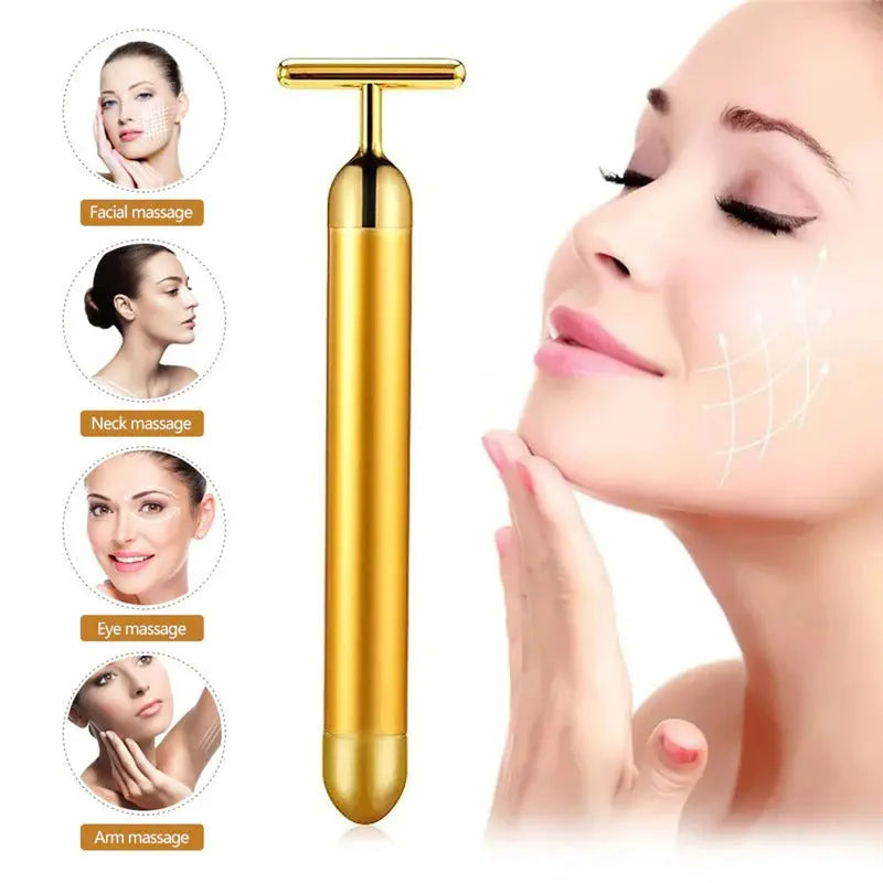 Energy 24K Gold T Beauty Bar Facial Roller Massager Wrights Holdings