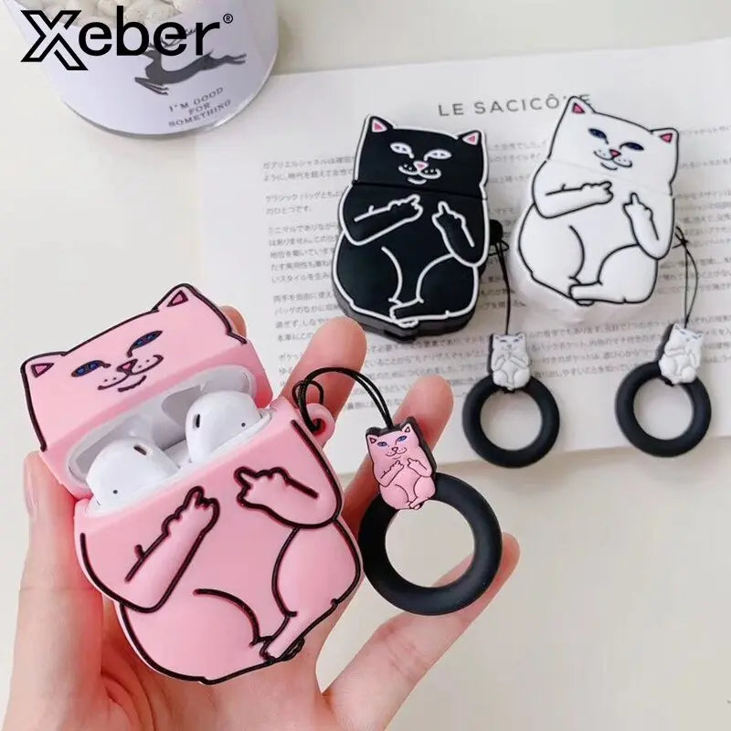 Cartoon Cat AirPods Case Wrights Holdings
